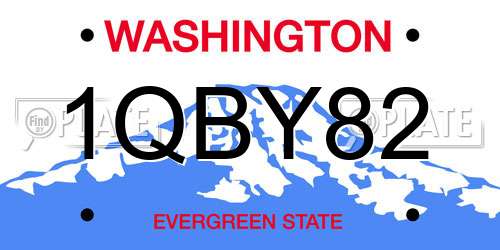 1QBY82 Washington License Plate
