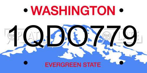 1QDO779 Washington License Plate