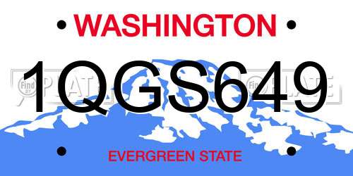 1QGS649 Washington License Plate