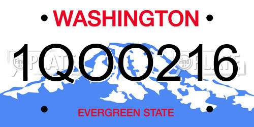 1QOO216 Washington License Plate