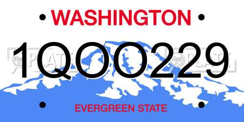 1QOO229 Washington License Plate