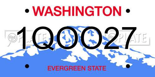 1QOO27 Washington License Plate