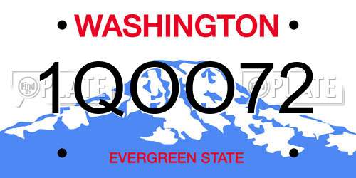 1QOO72 Washington License Plate