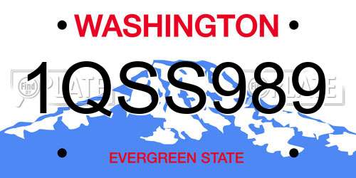 1QSS989 Washington License Plate