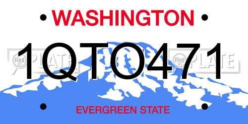 1QTO471 Washington License Plate