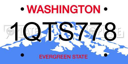 1QTS778 Washington License Plate