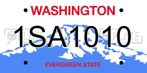 1SA1010 Washington License Plate
