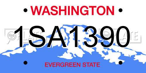 1SA1390 Washington License Plate