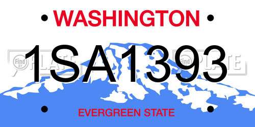 1SA1393 Washington License Plate
