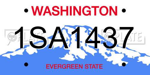 1SA1437 Washington License Plate