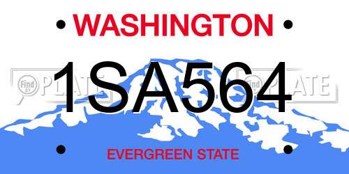 1SA564 Washington License Plate