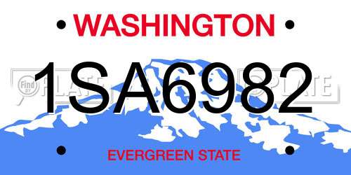 1SA6982 Washington License Plate