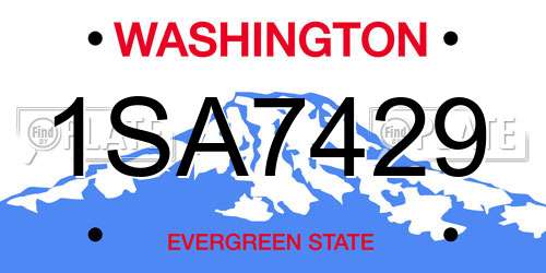 1SA7429 Washington License Plate