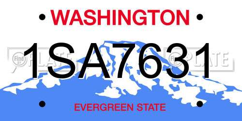 1SA7631 Washington License Plate