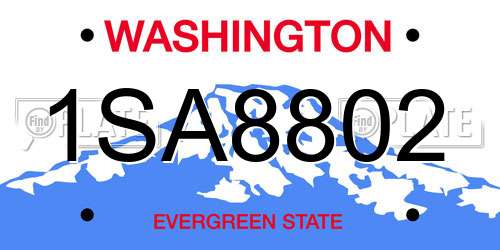 1SA8802 Washington License Plate