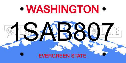 1SAB807 Washington License Plate