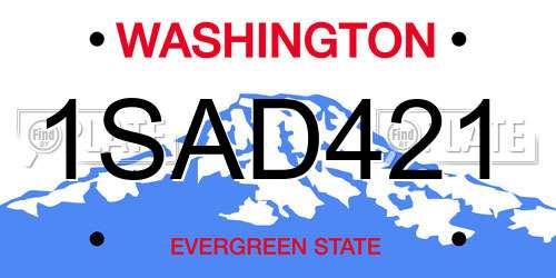 1SAD421 Washington License Plate