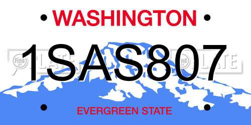 1SAS807 Washington License Plate