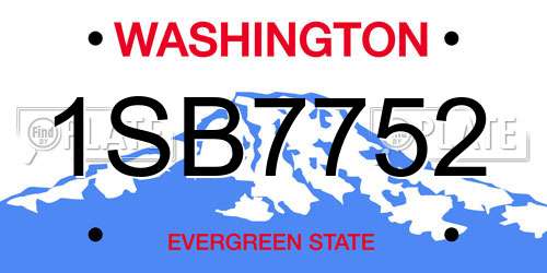 1SB7752 Washington License Plate