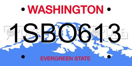 1SBO613 Washington License Plate
