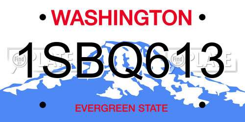 1SBQ613 Washington License Plate