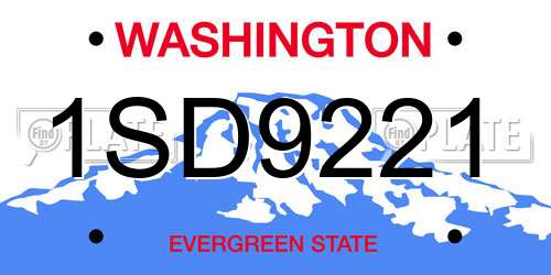 1SD9221 Washington License Plate