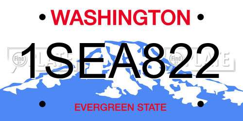 1SEA822 Washington License Plate