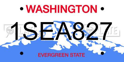 1SEA827 Washington License Plate