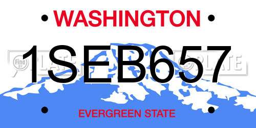 1SEB657 Washington License Plate