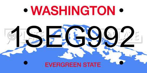 1SEG992 Washington License Plate