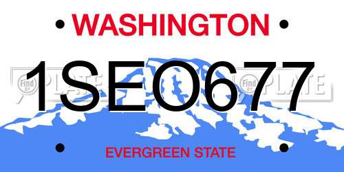 1SEO677 Washington License Plate