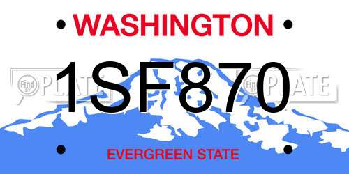 1SF870 Washington License Plate