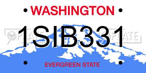 1SIB331 Washington License Plate