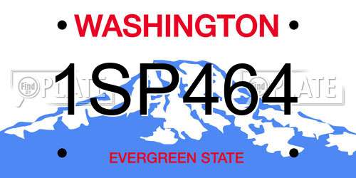 1SP464 Washington License Plate