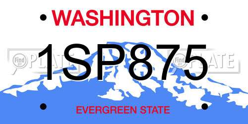 1SP875 Washington License Plate