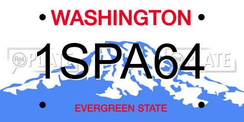 1SPA64 Washington License Plate