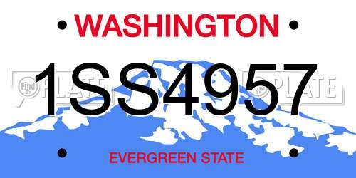 1SS4957 Washington License Plate