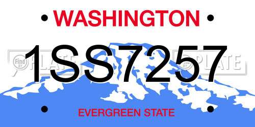 1SS7257 Washington License Plate