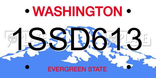 1SSD613 Washington License Plate