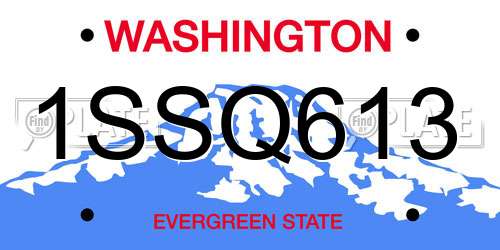 1SSQ613 Washington License Plate