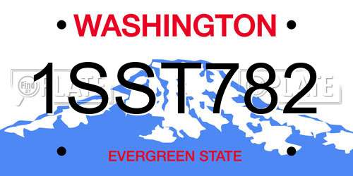 1SST782 Washington License Plate