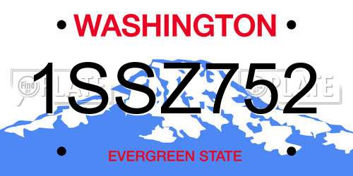 1SSZ752 Washington License Plate