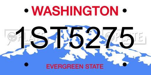 1ST5275 Washington License Plate