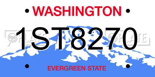 1ST8270 Washington License Plate