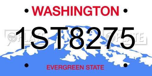 1ST8275 Washington License Plate