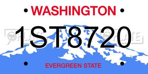 1ST8720 Washington License Plate