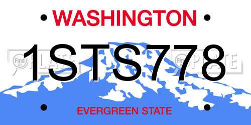1STS778 Washington License Plate