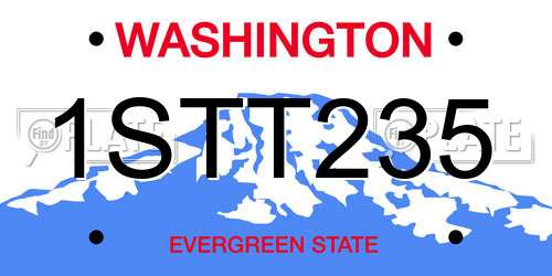 1STT235 Washington License Plate