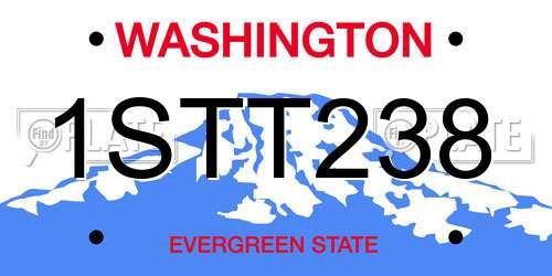 1STT238 Washington License Plate