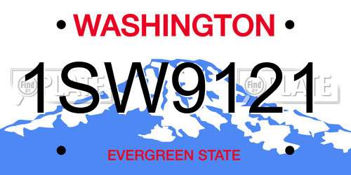 1SW9121 Washington License Plate